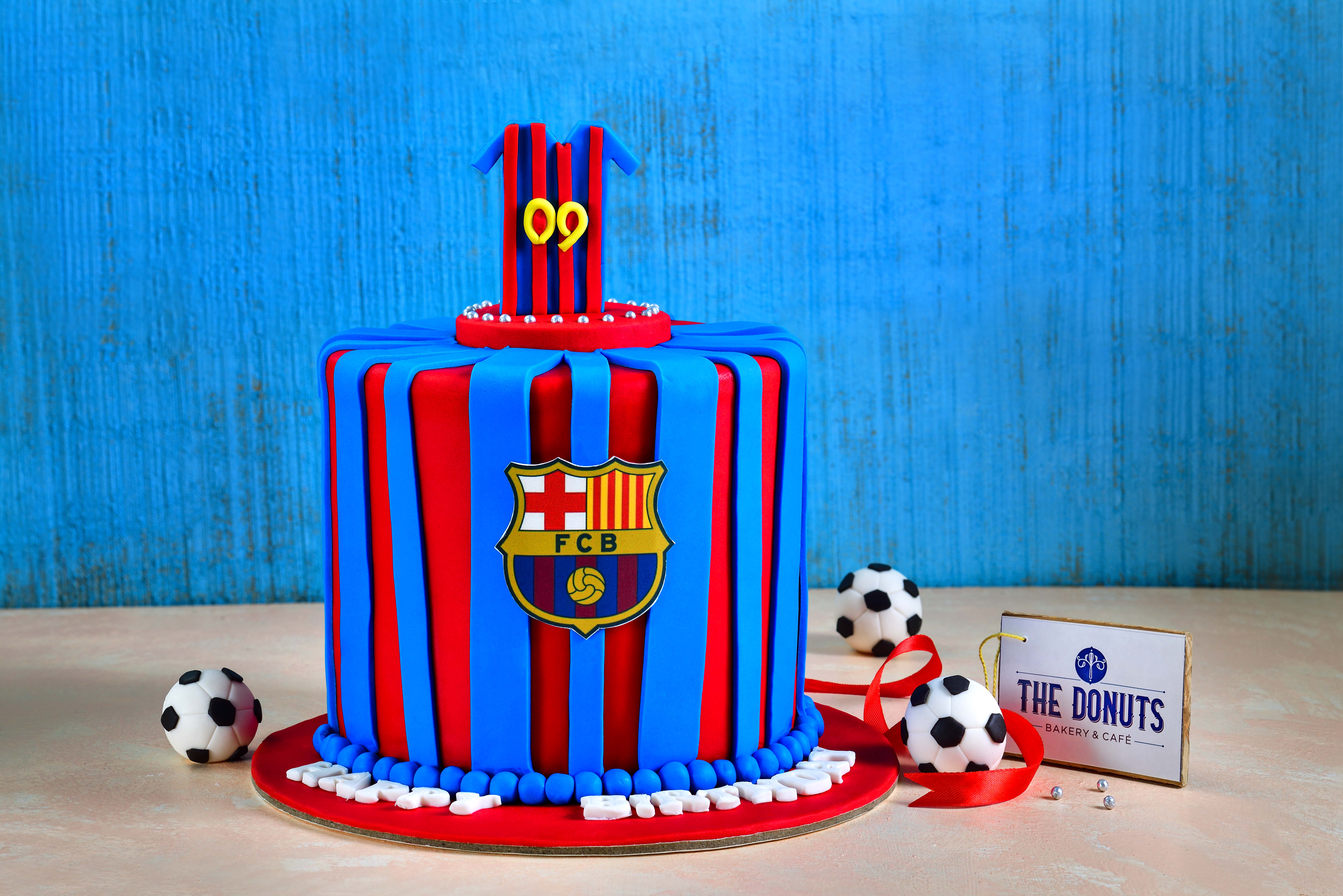 Barcelona Football Cake. Cake Designs For Boyfriend. Noida & Gurgaon –  Creme Castle